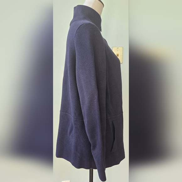 Talbots Navy Blue ribbed button-up cardigan/ spring jacket Petite sz 1XP - Picture 4 of 10